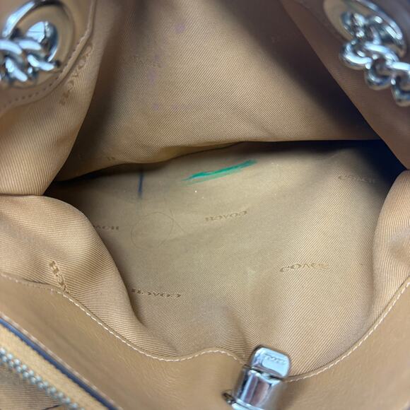 Coach Turnlock Edie Bag Tan Silver Hobo Pebble Leather DIY Handles - Picture 15 of 15